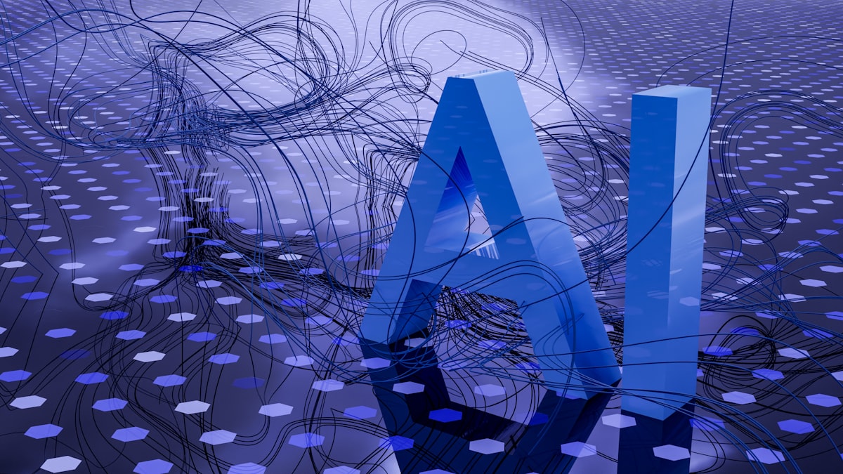 Representación tridimensional de inteligencia artificial sobre una superficie de datos